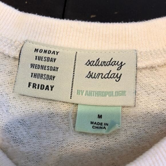 Anthropologie Saturday Sunday cream tiered ruffle knit top size Medium - Picture 6 of 13